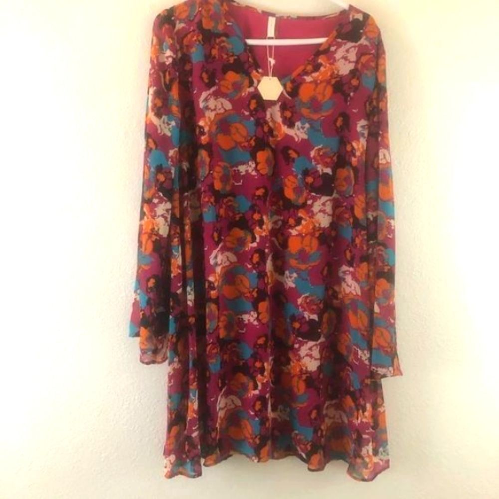 Pink Floral Printed V Neck Chiffon Maternity Dress